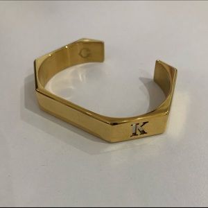 Gold initial “K” cuff bracelet